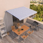 Uitschuifbare luifel met gepoedercoat aluminium frame voor buitenruimte - Blauw en wit / 450 x 350 cm / 1 - Zonwering