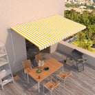 Uitschuifbare luifel met gepoedercoat aluminium frame voor buitenruimte - Geel en wit / 500 x 300 cm / 1 - Zonwering