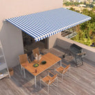 Uitschuifbare luifel met gepoedercoat aluminium frame voor buitenruimte - Blauw en wit / 600 x 350 cm / 1 - Zonwering