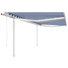 Uitschuifbare luifel met gepoedercoat aluminium frame automatisch - Blauw en wit / 4 x 3 m / 1 - Zonwering
