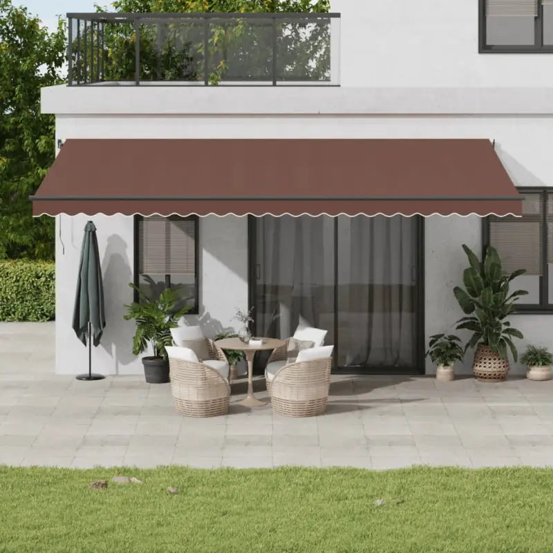 Uitschuifbare luifel met gepoedercoat aluminium frame voor koelte buiten - Bruin / 600 x 350 cm / 1 - Zonwering