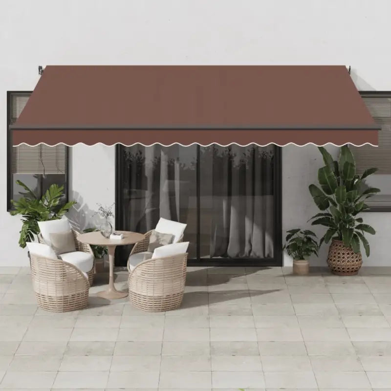 Uitschuifbare luifel met gepoedercoat aluminium frame voor koelte buiten - Bruin / 450 x 300 cm / 1 - Zonwering