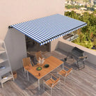 Uitschuifbare luifel met gepoedercoat aluminium frame voor koelte buiten - Blauw en wit / 500 x 350 cm / 1 - Zonwering