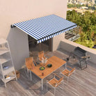 Uitschuifbare luifel met gepoedercoat aluminium frame voor koelte buiten - Blauw en wit / 400 x 350 cm / 1 - Zonwering