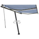 Uitschuifbare luifel met gepoedercoat aluminium voor buitenplezier - Blauw en wit / 350 x 250 cm / 1 - Zonwering