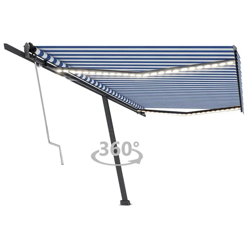 Uitschuifbare luifel met gepoedercoat aluminium voor buitenplezier - Blauw en wit / 500 x 350 cm / 1 - Zonwering