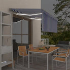Uitschuifbare luifel met gepoedercoat aluminium voor buitenruimte - Blauw en wit / 3.5 x 2.5 m / 1 - Zonwering