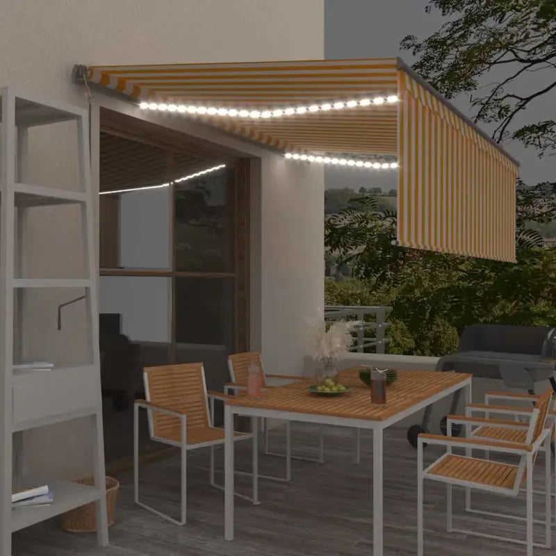 Uitschuifbare luifel met gepoedercoat aluminium voor buitenruimte - Geel en wit / 4 x 3 m / 1 - Zonwering