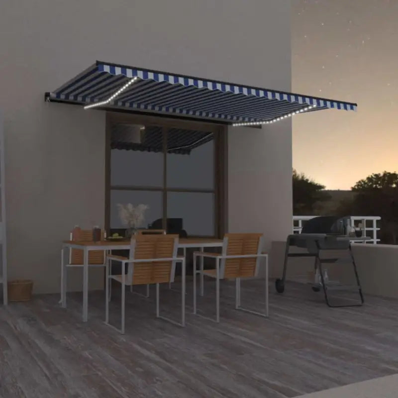 Uitschuifbare luifel met gepoedercoat aluminium voor buitenruimte - Blauw en wit / 500 x 300 cm / 1 - Zonwering
