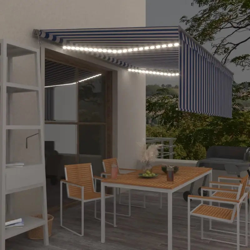 Uitschuifbare luifel met gepoedercoat aluminium voor buitenruimte - Blauw en wit / 4.5 x 3 m / 1 - Zonwering