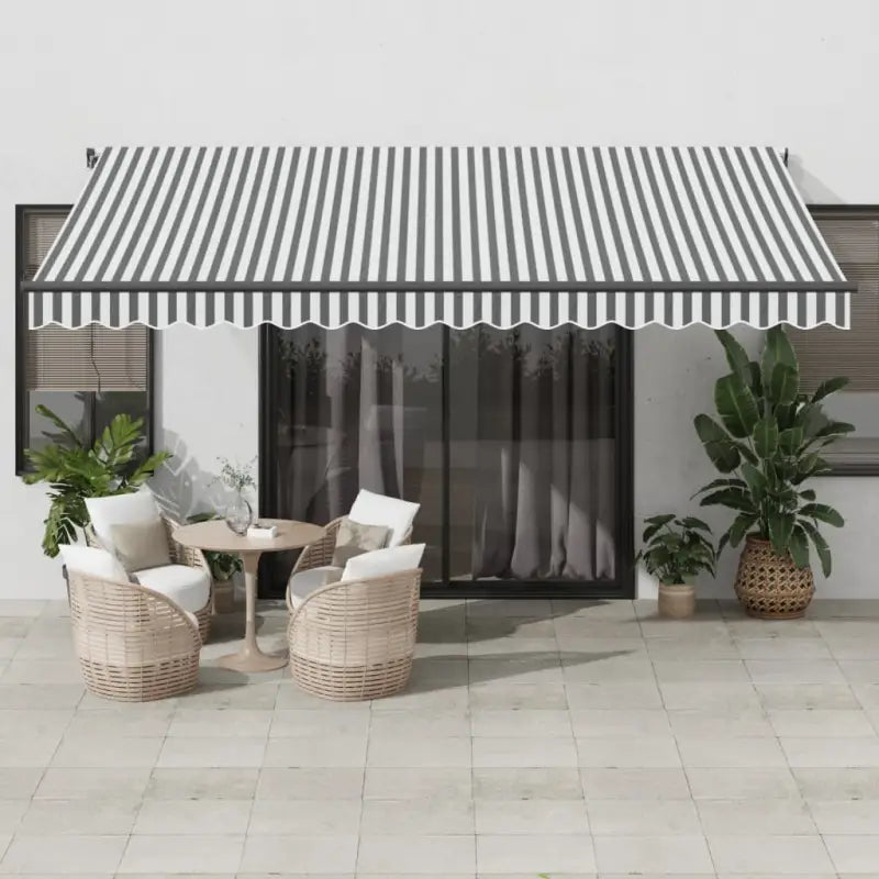 Uitschuifbare luifel met gepoedercoat aluminium voor koele buitenruimte - Antraciet en wit / 450 x 350 cm / 1