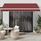 Uitschuifbare luifel met gepoedercoat aluminium voor koele buitenruimtes - Bordeauxrood en wit / 350 x 250 cm / 1