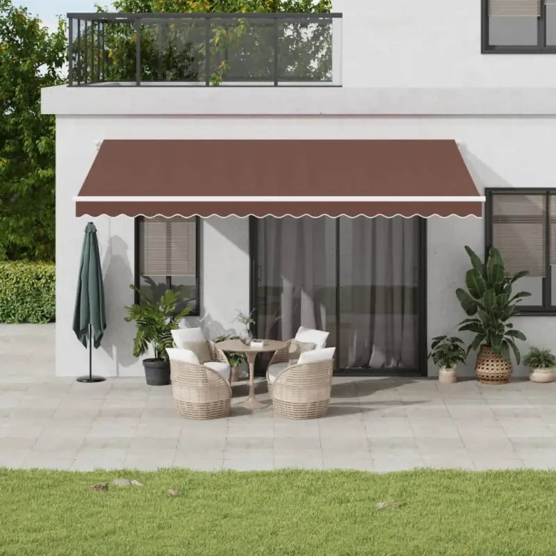 Uitschuifbare luifel met gepoedercoat aluminium voor koele buitenruimtes - Bruin en wit / 500 x 300 cm / 1 - Zonwering