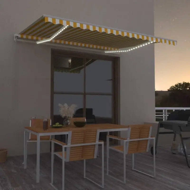 Uitschuifbare luifel met gepoedercoat aluminium voor koele buitenruimtes - Geel en wit / 450 x 300 cm / 1 - Zonwering