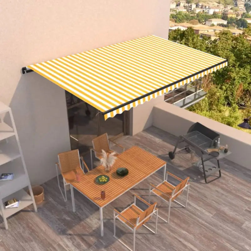 Uitschuifbare luifel met gepoedercoat aluminium voor koele buitenruimte - Geel en wit / 500 x 300 cm / 1 - Zonwering