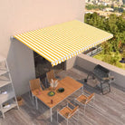 Uitschuifbare luifel met gepoedercoat aluminium voor koelte in je tuin - Geel en wit / 500 x 300 cm / 1 - Zonwering