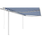 Uitschuifbare luifel met gepoedercoat aluminium voor schaduw en koelheid - Blauw en wit / 4 x 3.5 m / 1 - Zonwering