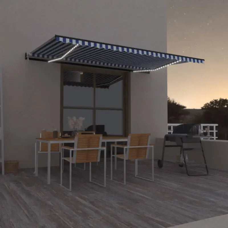 Uitschuifbare luifel met gepoedercoat aluminium voor schaduw en comfort - Blauw en wit / 500 x 300 cm / 1 - Zonwering