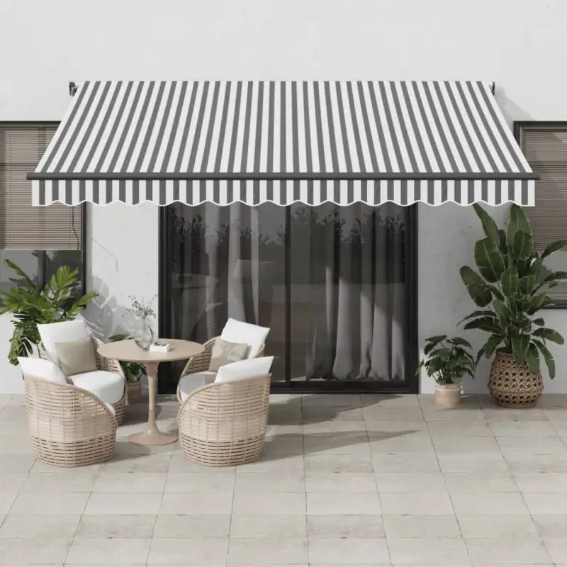 Uitschuifbare luifel met gepoedercoat aluminium voor schaduw en comfort - Antraciet en wit / 400 x 350 cm / 1
