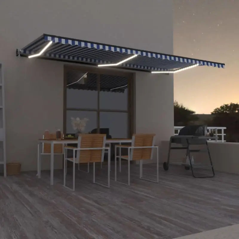 Uitschuifbare luifel met gepoedercoat aluminium voor schaduw en comfort - Blauw en wit / 600 x 350 cm / 1 - Zonwering