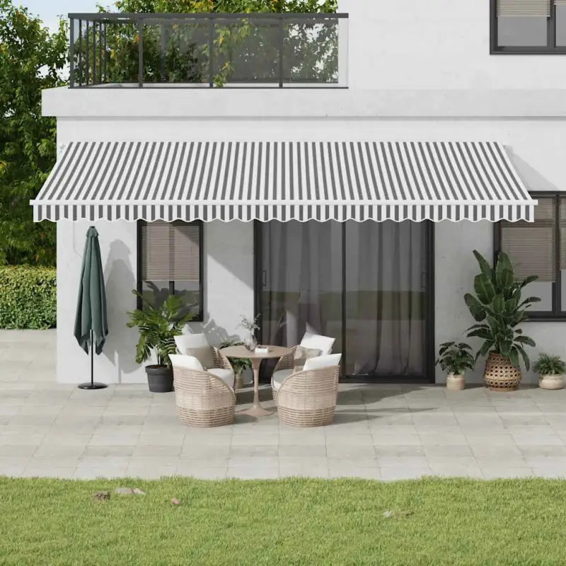 Uitschuifbare luifel van gepoedercoat aluminium voor automatische bescherming - Antraciet en zwart / 300 x 250 cm / 1