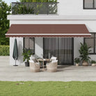 Uitschuifbare luifel van gepoedercoat aluminium voor automatische bescherming - Bruin en wit / 600 x 350 cm / 1