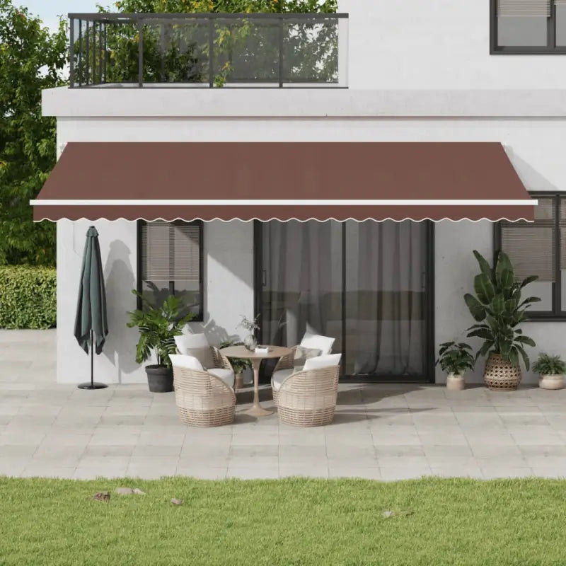 Uitschuifbare luifel van gepoedercoat aluminium voor automatische bescherming - Bruin en wit / 600 x 350 cm / 1
