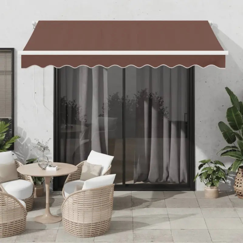 Uitschuifbare luifel van gepoedercoat aluminium voor automatische bescherming - Bruin en wit / 300 x 250 cm / 1
