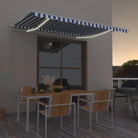Uitschuifbare luifel van gepoedercoat aluminium voor automatische bescherming - Blauw en wit / 450 x 350 cm / 1