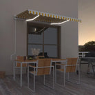 Uitschuifbare luifel van gepoedercoat aluminium voor automatische bescherming - Geel en wit / 300 x 250 cm / 1