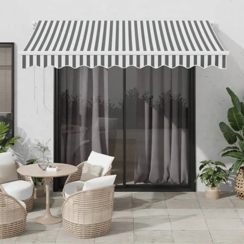 Uitschuifbare luifel van gepoedercoat aluminium voor automatische bescherming - Antraciet en wit / 300 x 250 cm / 1