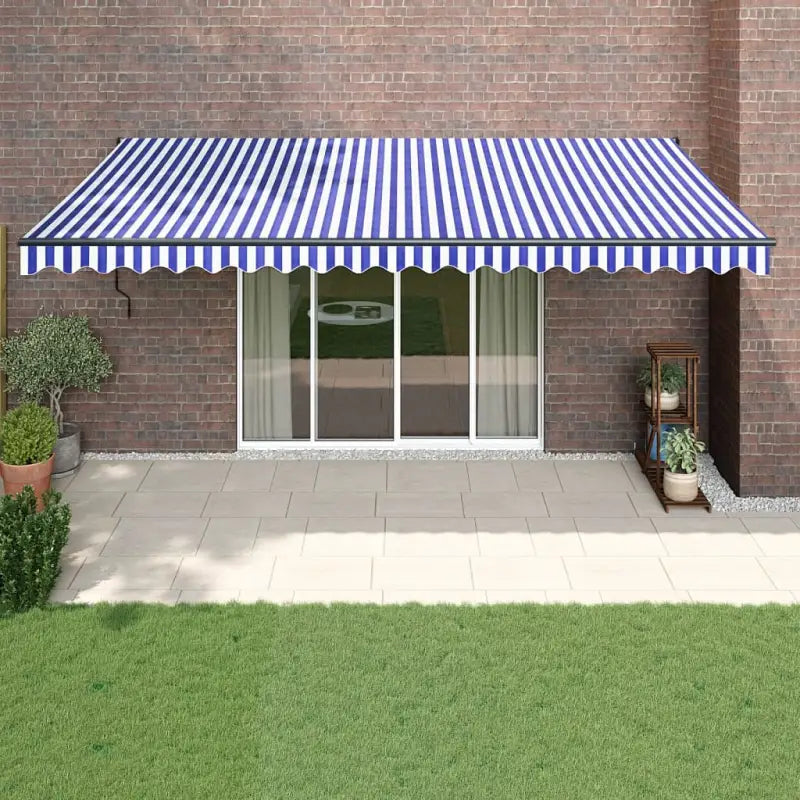 Uitschuifbare luifel van gepoedercoat aluminium voor terras en tuin - Blauw en zwart / 5 x 3 m / 1 - Zonwering