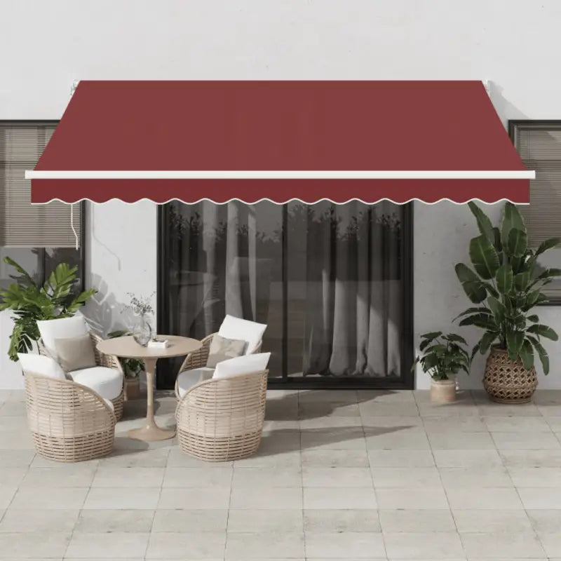 Uitschuifbare luifel van gepoedercoat aluminium voor terras en tuin - Bordeauxrood en wit / 400 x 300 cm / 1 - Zonwering