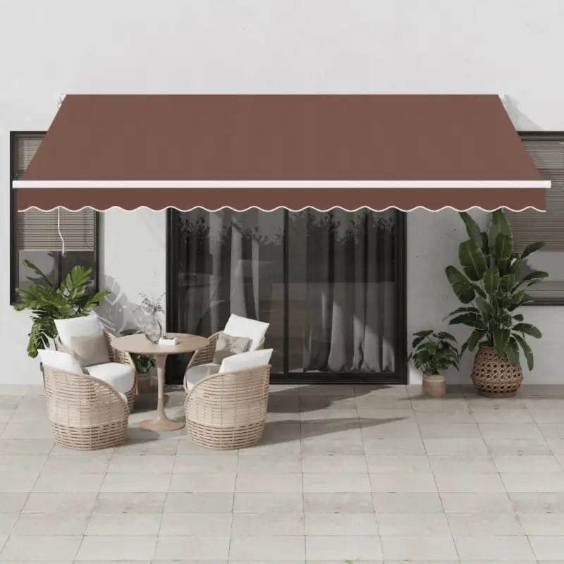 Uitschuifbare luifel van gepoedercoat aluminium voor terras en tuin - Bruin en wit / 450 x 300 cm / 1 - Zonwering