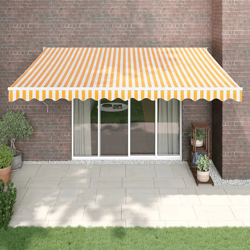 Uitschuifbare luifel van gepoedercoat aluminium voor terras en tuin - Geel en wit / 4 x 3 m / 1 - Zonwering