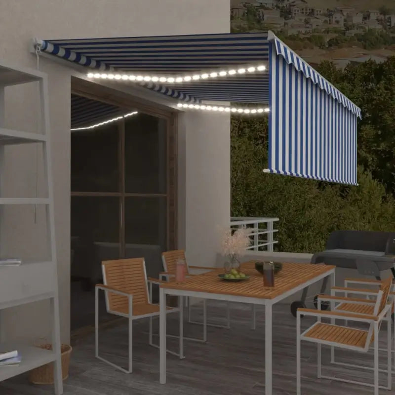 Uitschuifbare Luifel voor Koelere Buitenruimtes - Blauw en wit / 4 x 3 m / 1 - Zonwering