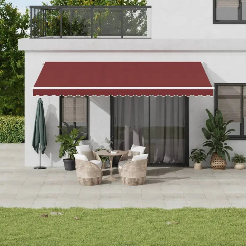 Uittrekbare luifel in gepoedercoat aluminium voor je terras - Bordeauxrood en wit / 500 x 300 cm / 1 - Zonwering
