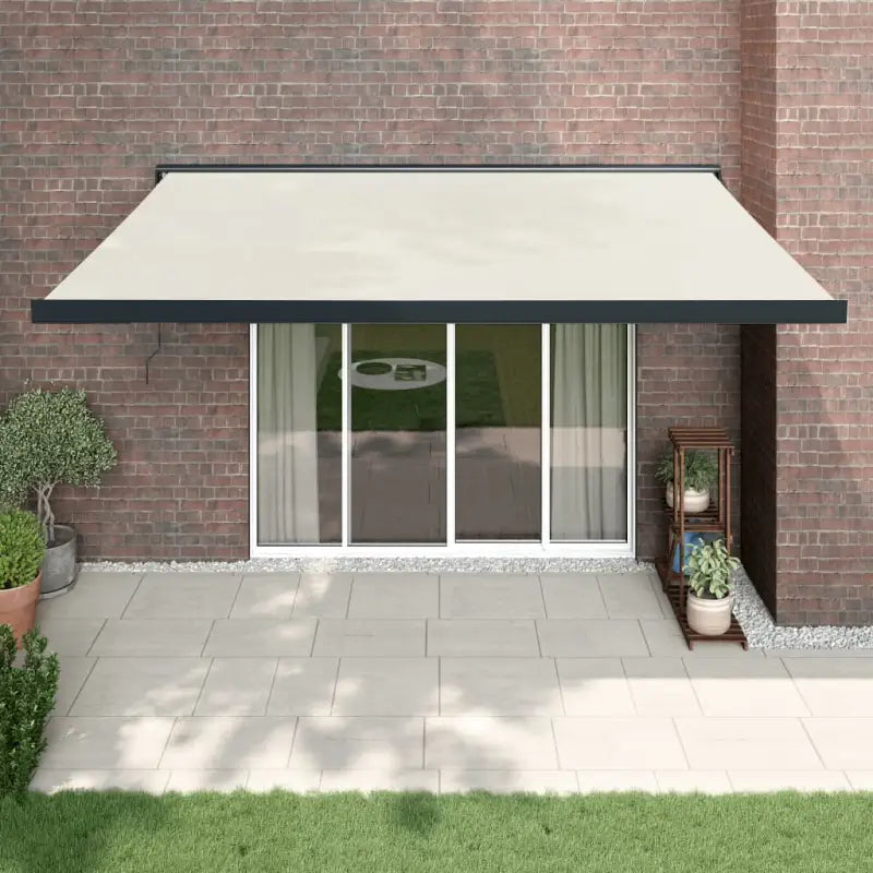 Uittrekbare luifel in gepoedercoat aluminium voor je terras - Crèmekleurig (zwart frame) / 4 x 3 m / 1 - Zonwering