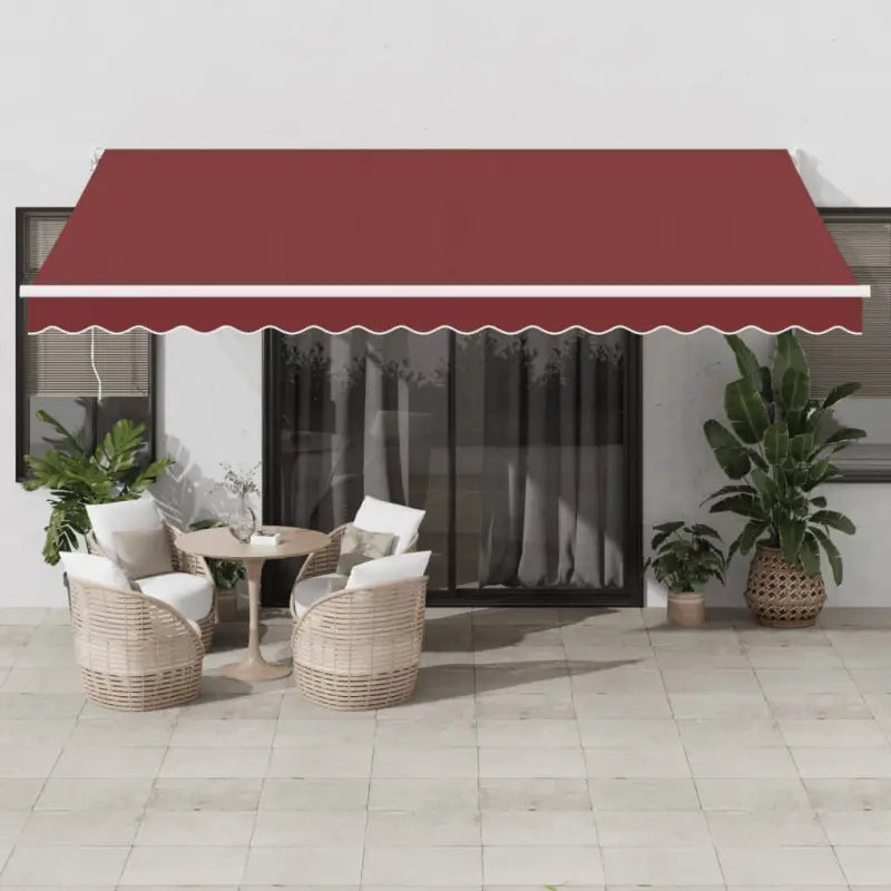 Uittrekbare luifel in gepoedercoat aluminium voor je terras - Bordeauxrood en wit / 450 x 300 cm / 1 - Zonwering