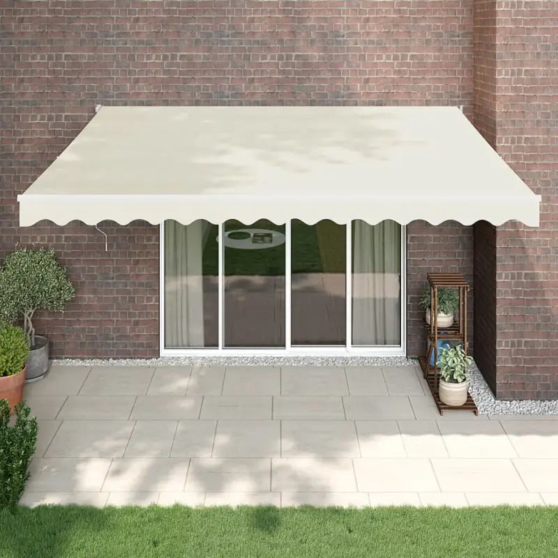 Uittrekbare luifel in gepoedercoat aluminium voor je terras - Crèmekleurig en wit / 4.5 x 3 m / 1 - Zonwering