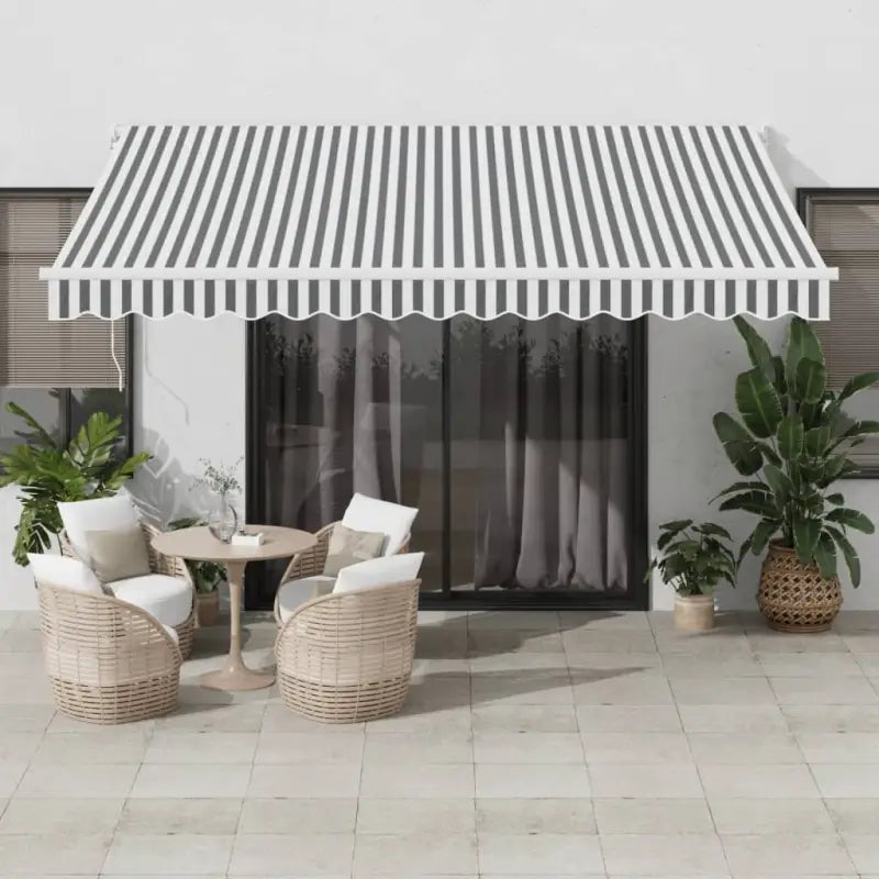 Uittrekbare luifel in gepoedercoat aluminium voor je terras - Antraciet en wit / 4 x 3 m / 1 - Zonwering