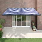 Uittrekbare luifel in gepoedercoat aluminium voor je terras - Blauw en wit (zwart frame) / 4 x 3 m / 1 - Zonwering