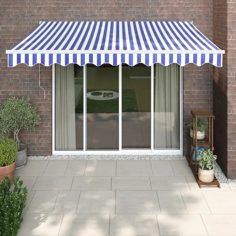 Uittrekbare luifel in gepoedercoat aluminium voor je terras - Blauw en wit / 3 x 2.5 m / 1 - Zonwering