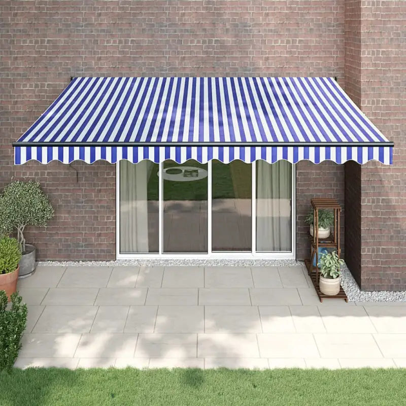 Uittrekbare luifel in gepoedercoat aluminium voor je terras - Blauw en zwart / 4.5 x 3 m / 1 - Zonwering