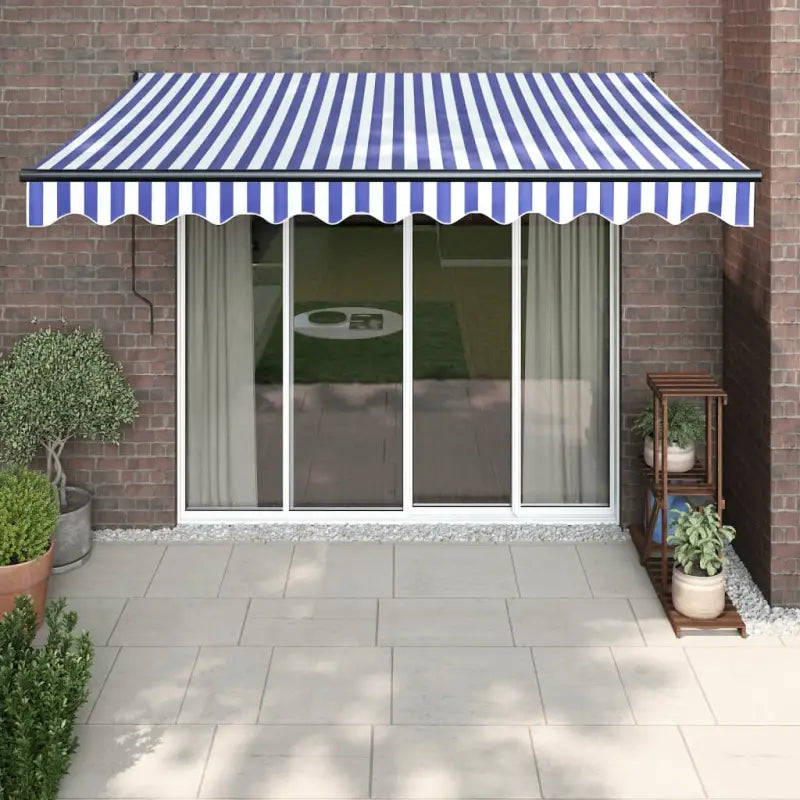 Uittrekbare luifel in gepoedercoat aluminium voor je terras - Blauw en zwart / 3.5 x 2.5 m / 1 - Zonwering