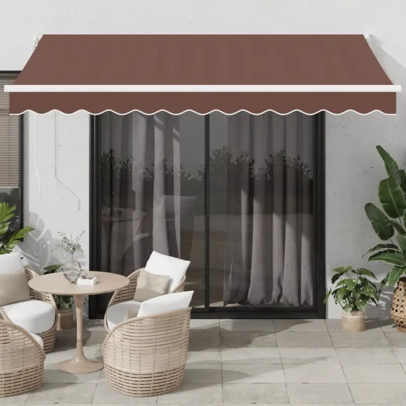 Uittrekbare luifel in gepoedercoat aluminium voor je terras - Bruin en wit / 350 x 250 cm / 1 - Zonwering