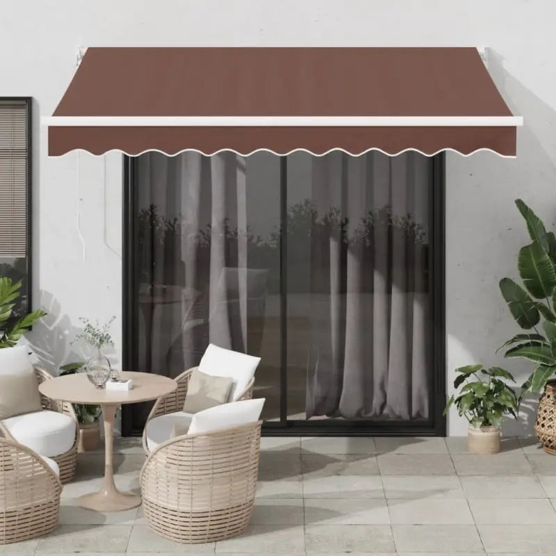 Uittrekbare luifel in gepoedercoat aluminium voor je terras - Bruin en wit / 300 x 250 cm / 1 - Zonwering