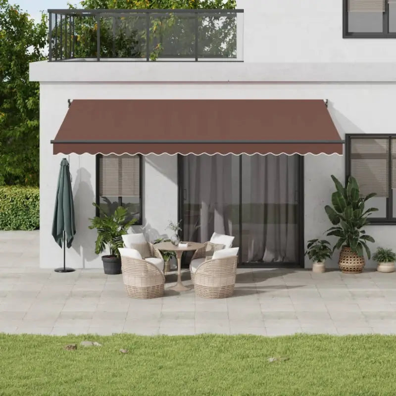 Uittrekbare luifel in gepoedercoat aluminium voor je terras - Bruin / 500 x 300 cm / 1 - Zonwering