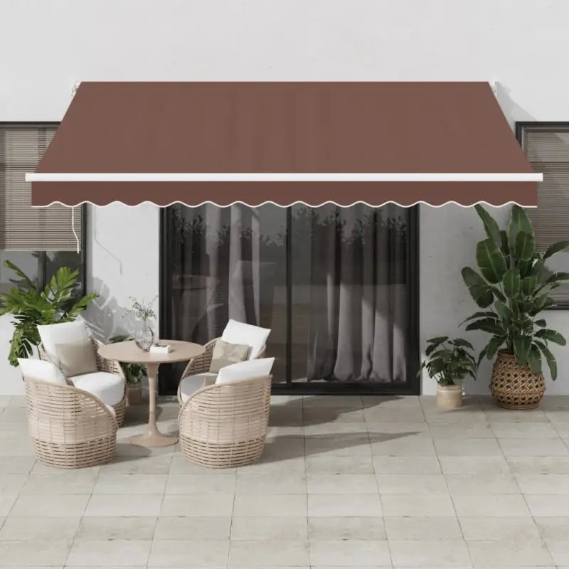 Uittrekbare luifel in gepoedercoat aluminium voor je terras - Bruin en wit / 400 x 300 cm / 1 - Zonwering