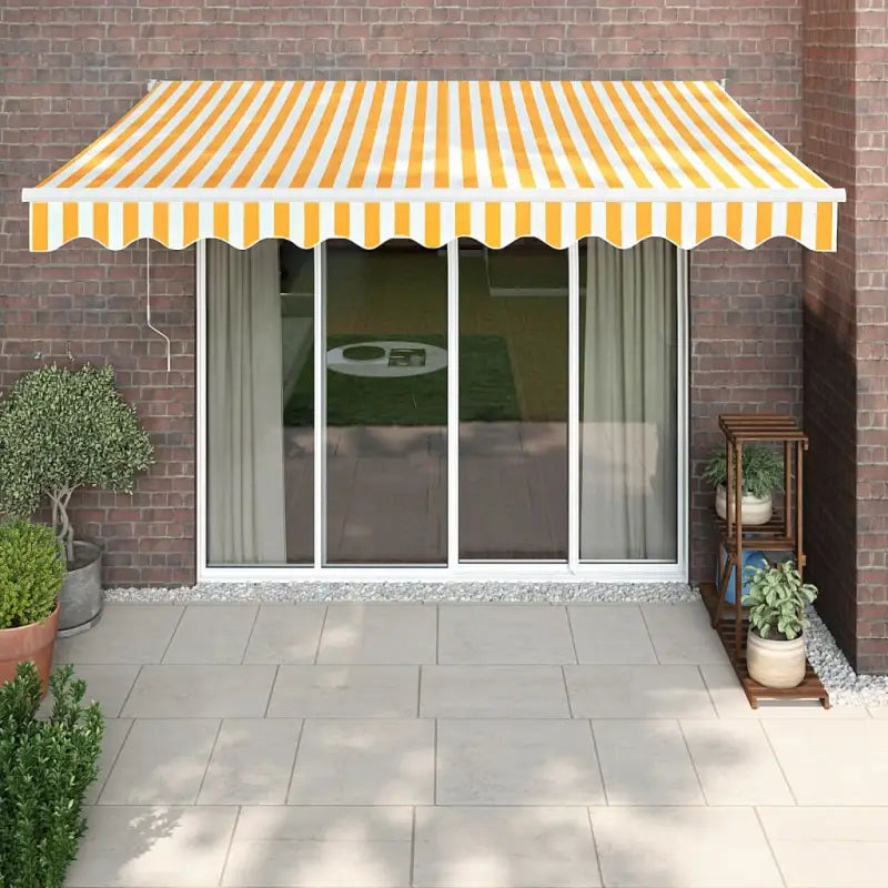 Uittrekbare luifel in gepoedercoat aluminium voor je terras - Geel en wit / 3.5 x 2.5 m / 1 - Zonwering
